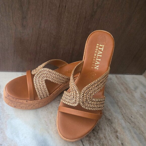 Italian Shoemakers Shoes - NEW Wedge sandals with Lurex